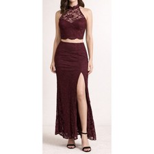 BDarlin Y2K Two Piece Lace Prom Dress XXS Evening Formal Fairy Grunge Open Back