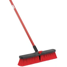 LIBMAN Push Broom with Resin Block - 18" - Medium-Duty Bristles Lot of 4