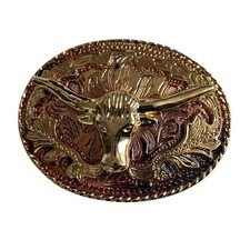 3D Gold Tone Longhorn Belt Buckle Western Cowgirl