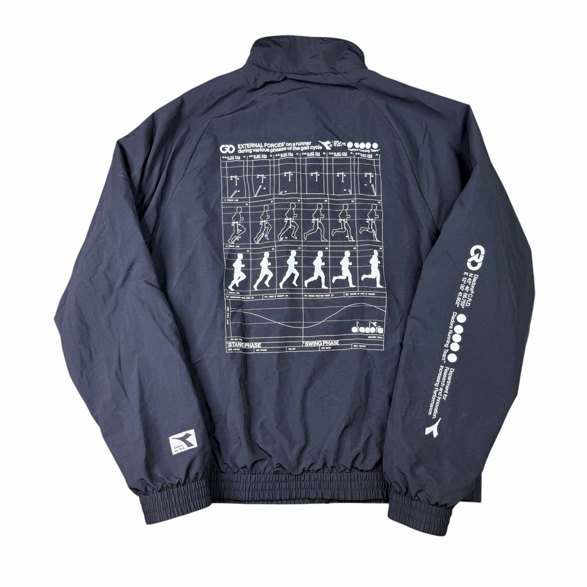 Diadora Running Vintage 90's Windbreaker Black and White Full Zip
