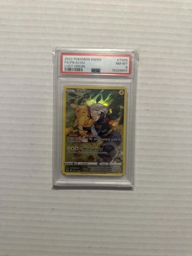2022 Pokémon Swsh FA Pikachu Lost Origin #TG05 PSA 8 NM-MT Full Art Holo Card
