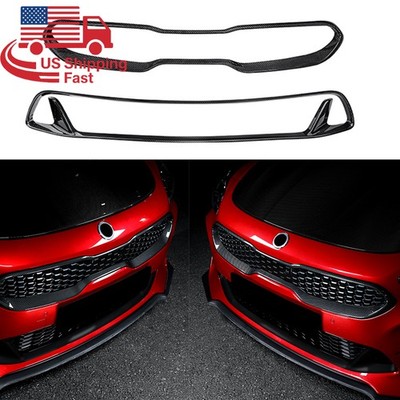 Carbon Front + Rear Mesh Bumper Center Grille Grill Cover Trim For Kia Stinger