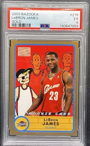 2003-04 Topps Bazooka Lebron James Rookie Card #276 Cavs RC Gold Graded PSA 5 EX