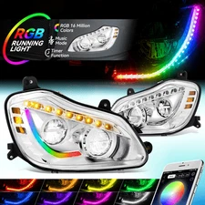 For 2013-2021 Kenworth T680 Chrome Housing Amber Corner LED Reflector Headlights