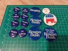 Political Pin Lot of 14 Ronald Reagan George Bush 1980s Button President