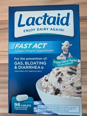 Fast Act Lactase Enzyme Supplement 96 Caplets Lactaid EXP 7/2028 FREE SHIPPING
