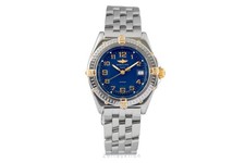 Breitling Wings Blue Dial Date Lady Stainless Steel/Gold Ladies Watch Ref. B67050