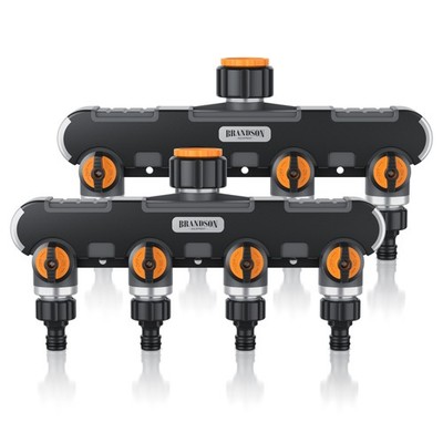 Brandson 2x 4 Wege Wasserverteiler 1 Zoll Eingang und ¾ Zoll Adapterstücke
