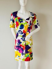 Ungaro 80s Floral Dress Vintage Cotton Midi