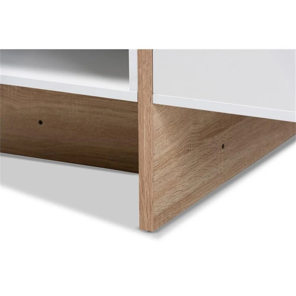 Baxton Studio Rasa Two-Tone White and Oak Finished Wood Coffee Table - Image 4 of 4