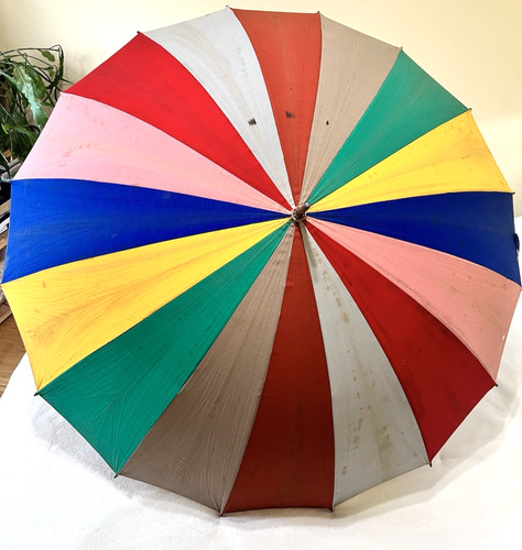 Vtg Spalding Golf Umbrella Dupont Zelan Process Element Cloth 50 In. w/Cover USA