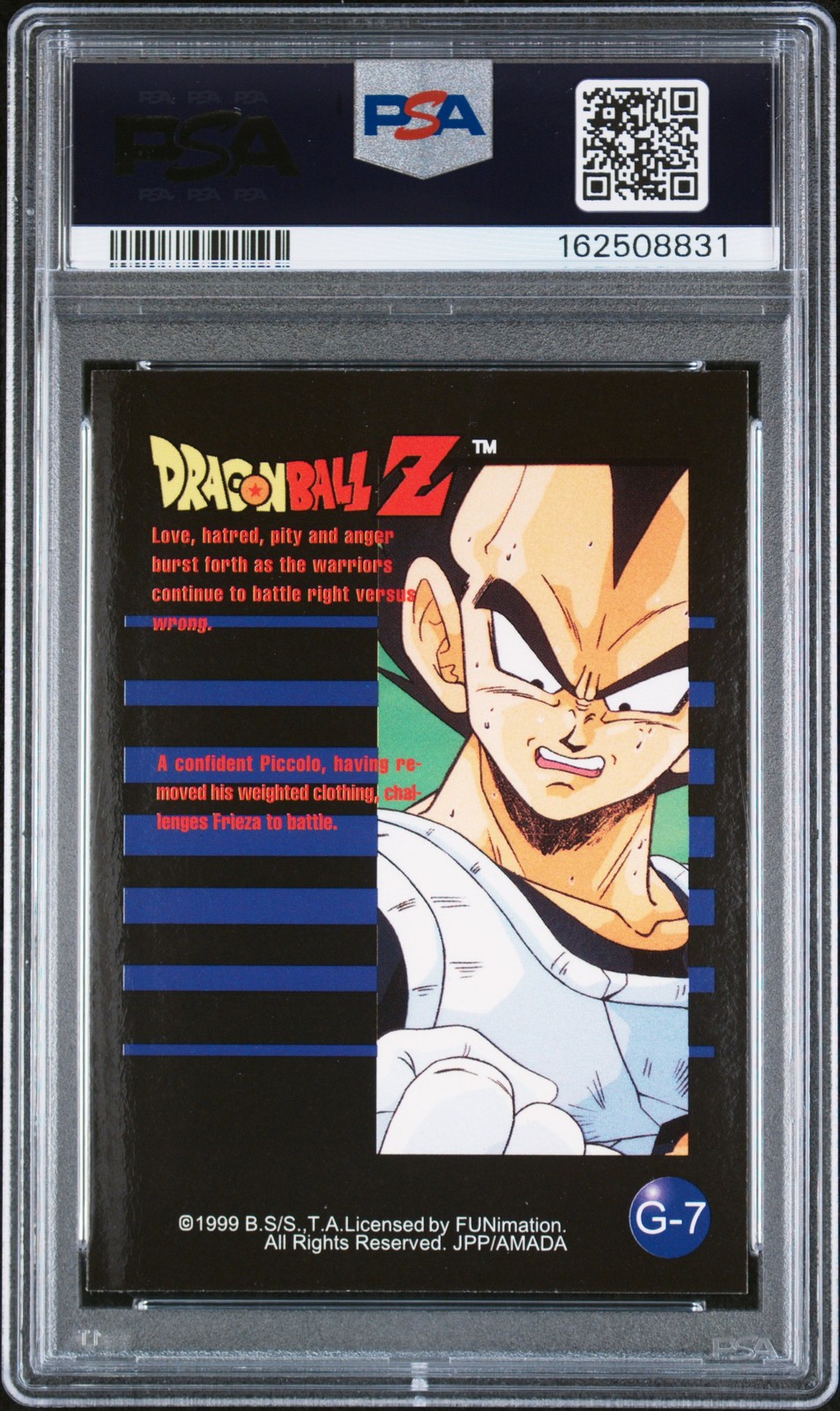 1999 DRAGON BALL Z SILVER PRIZM SET #G-7 A CONFIDENT PICCOLO, HAVING... PSA 3 view 2