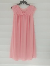 Shadowline Women  s Nylon Gown  Robe Set Sz Small Coral Pink Lace Peignoir