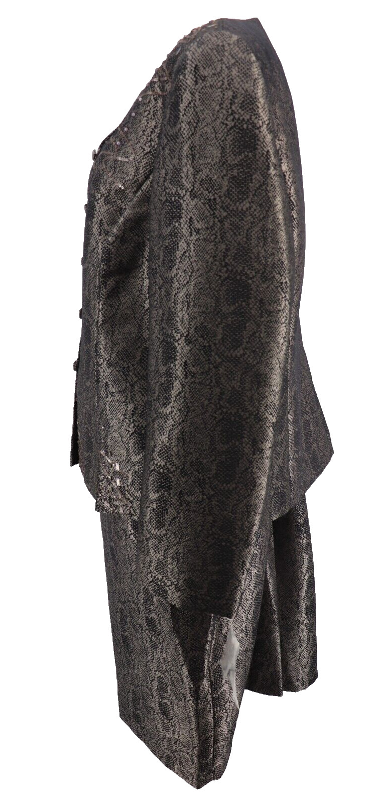 John Meyer Suit Women Size 16 Beaded Sequin Jacket Skirt Brown Animal Career New