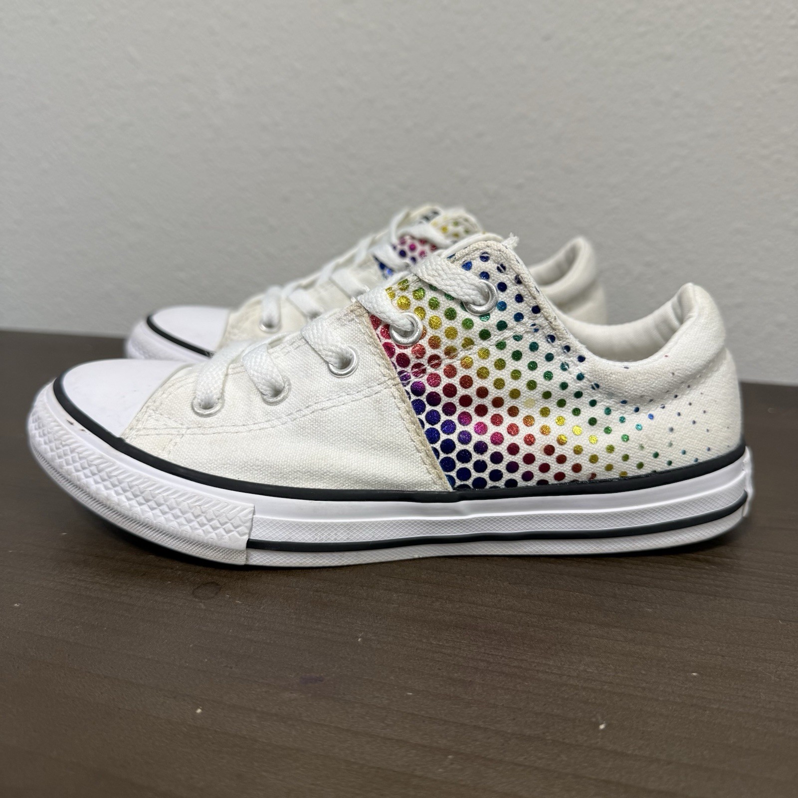 Converse All-Star Rainbow Dot Pride Madison White Low Sneakers Size 2Y
