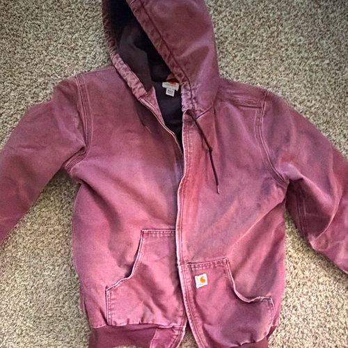 Carhartt Men's M Purple Cotton Hooded Zip Jacket Solid Logo Casual Workwear - product listing photo