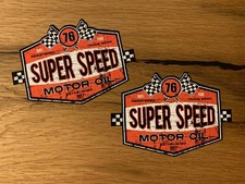 2x 76 Stickers Super Speed Vintage Oil Hot Rod V8 Stickers Classic Car Retro #752