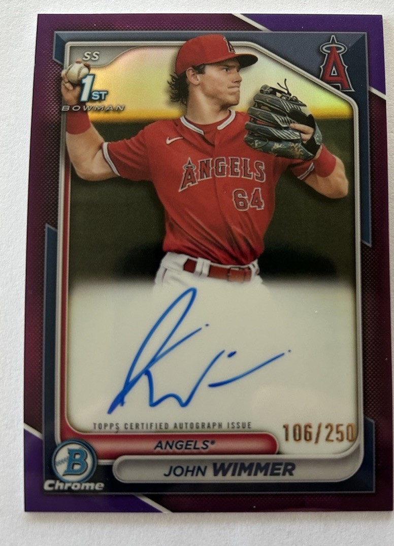 2024 Bowman Chrome Prospect Auto Purple Refractor 106/250 John Wimmer #CPA-JW