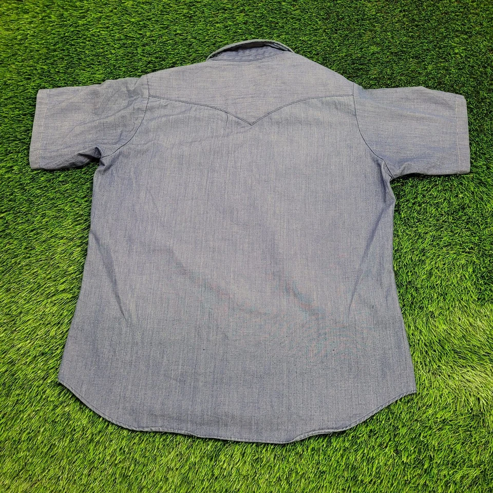 Vintage 80s LEE Button Shirt XL 23x31 Blue - Image 2 of 4