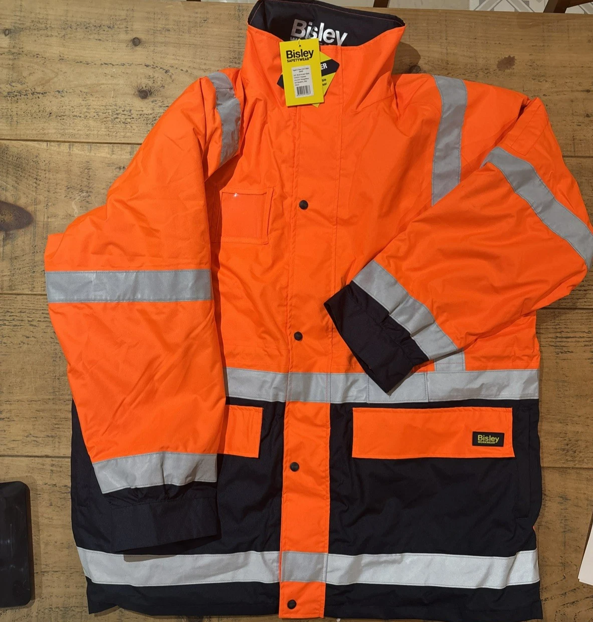 Bisley 5‑in‑1 Taped Rain Jacket – Hi‑Vis Orange/Navy – Size 6XL – New image 1