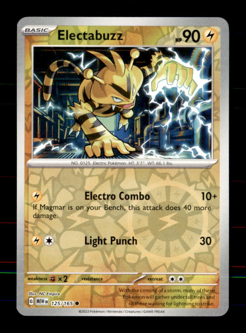 Electabuzz 125/165 Common 151 Pokemon Reverse Holo Near Mint