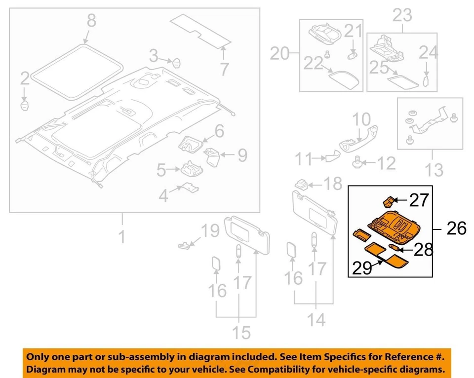 Subaru Legacy 2008-2009 techo superior consola interior domo luz ZOZIV Foto 3 de 4