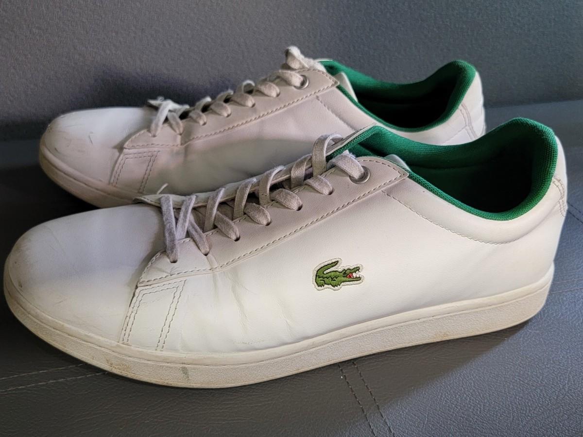 Lacoste Mens Hydez 119 White Leather Sneakers Green Lining Tennis