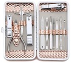 Manicure Set Professional Nail Clippers Kit Pedicure 12 Piece Set, Rose Gold