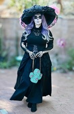 Mujer Día de Muertos Disfraz Vestido Día de los Muertos Talla XL Sombrero Catrina ÚNICO EN SU CLASE