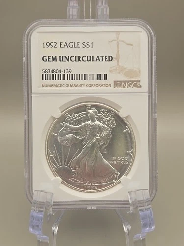 1992 $1 American Silver Eagle NGC Gem Uncirculated