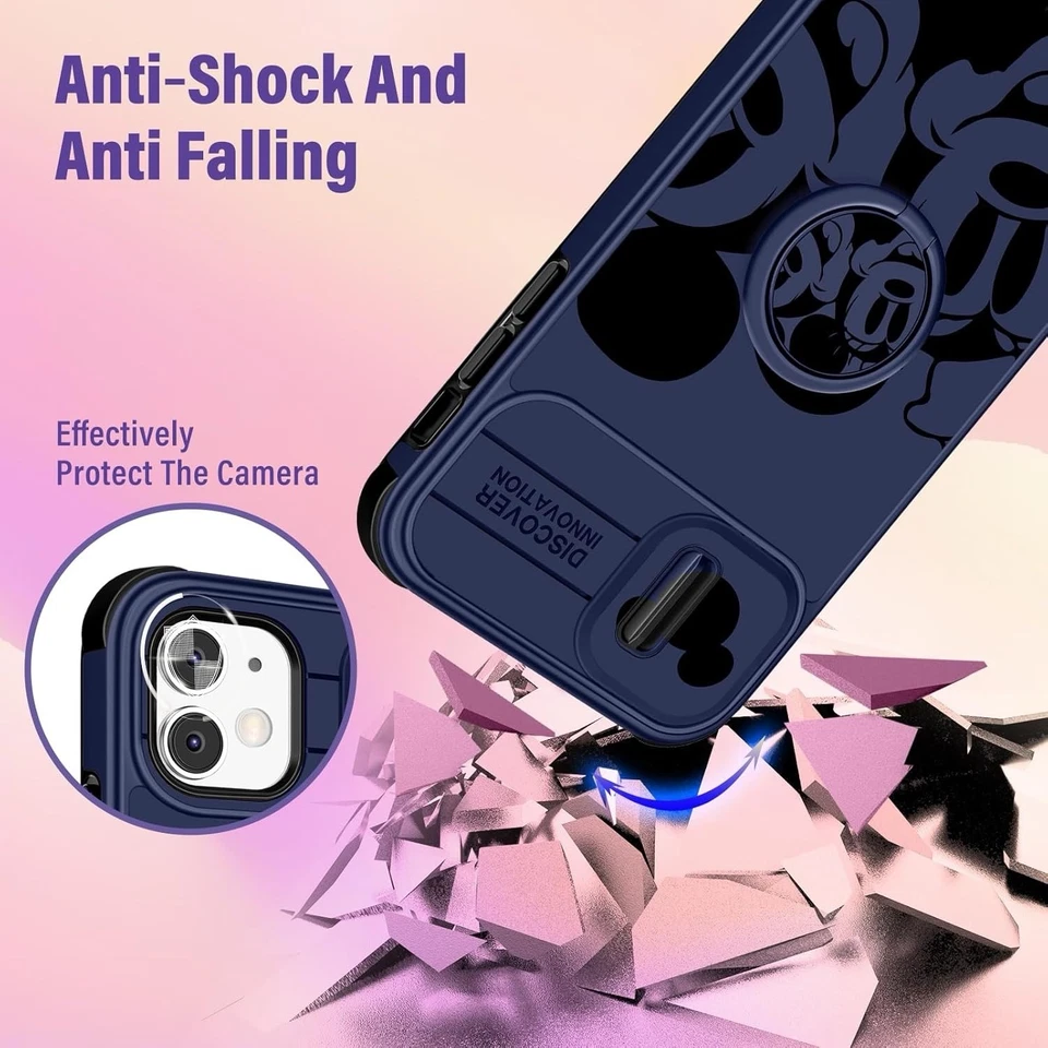Case For 13 Pro Max - Cute Cartoon Cover with Camera Cover+Ring Stand - Image 4 of 4