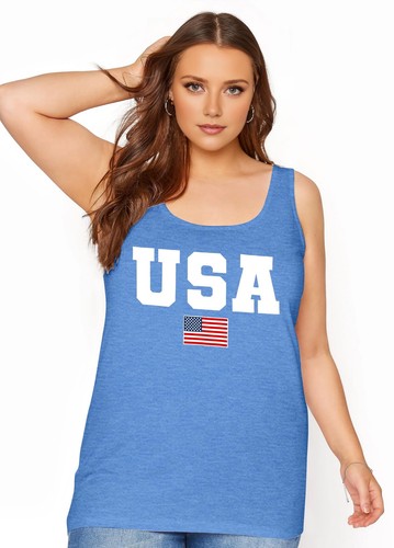 Plus Size American Flag Tank: Women 4th of July Tank Tshirt Patriotic T Shirt... - Picture 4 of 7