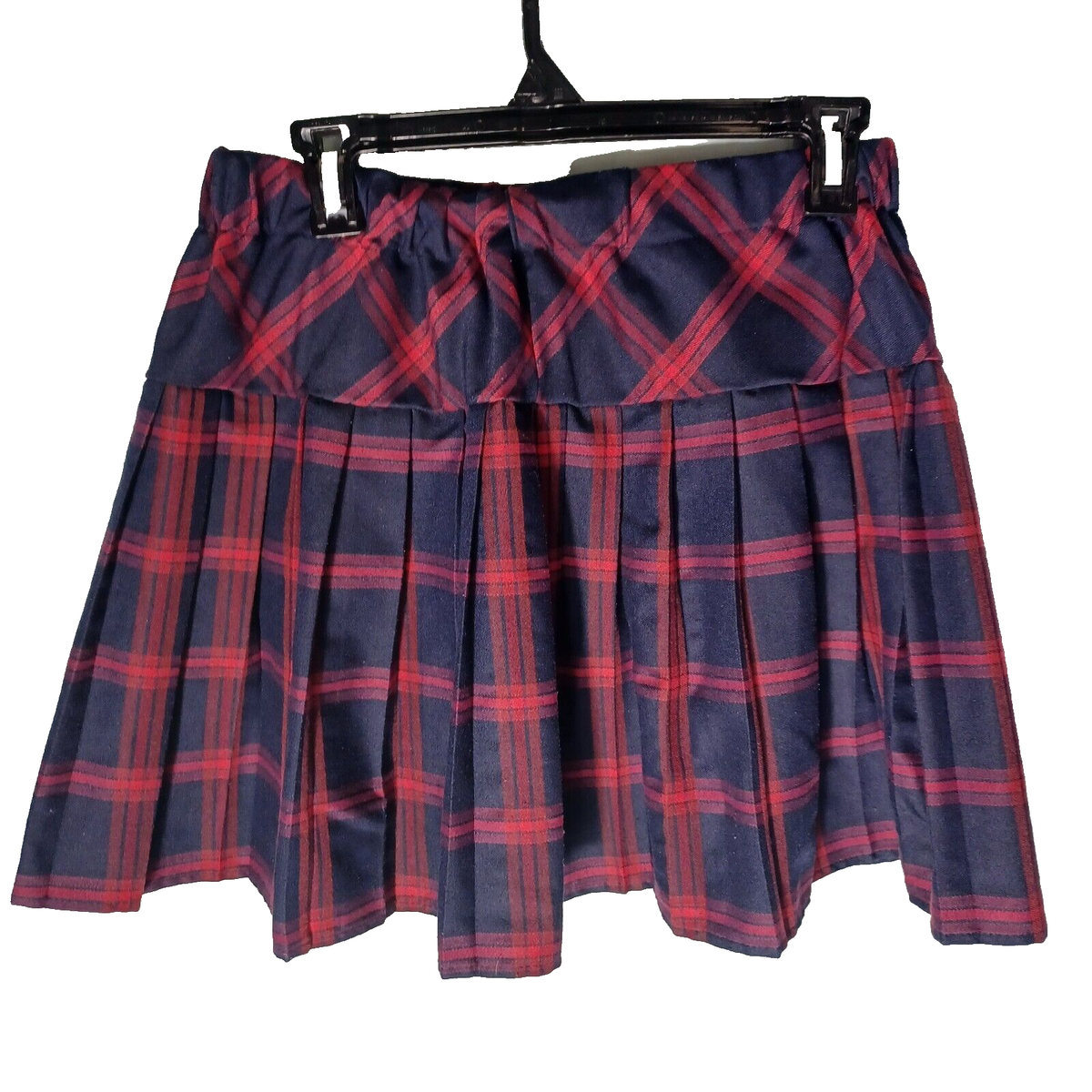 Womens Pleated Skirt Size Large Red Blue Plaid Y2K 90s Academia