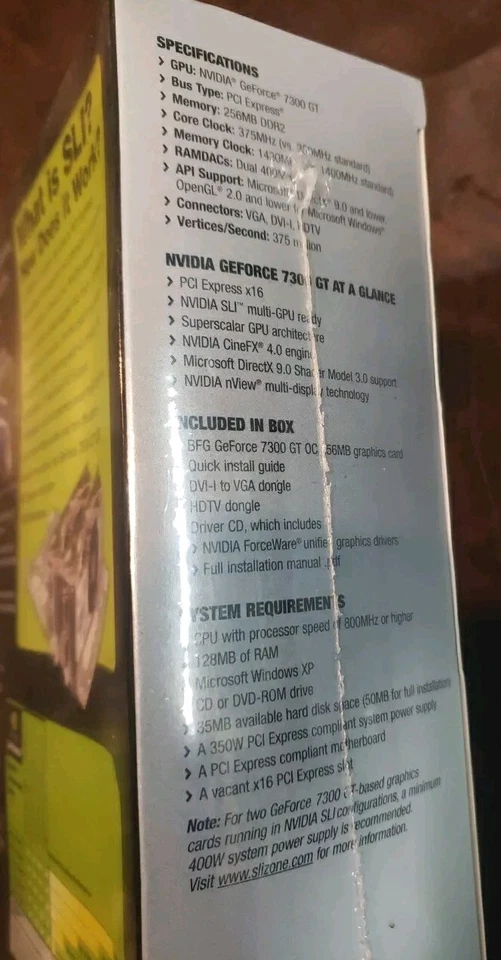 BFG NVIDIA GEFORCE 7300 GT OC Graphics Cars 256mb DDR2 PCI VGA DVI-I HDTV New - Image 3 of 4