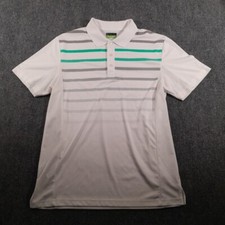 PGA Tour Shirt Mens XL Polo White Multicolor Striped Pro Series Athletic Fit