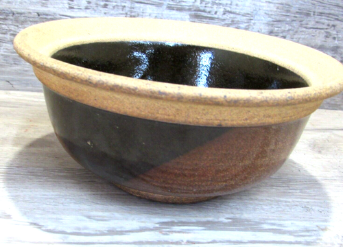 7" Studio Pottery Signed Pedistal Bowl Mixing Bowl Stoneware Brown Glazed #ET - Picture 3 of 12