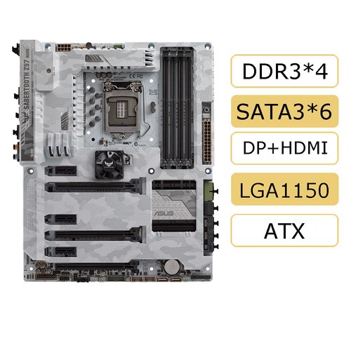 For ASUS SABERTOOTH Z97 MARK S LGA1150 DDR3 DP+HDMI 6×SATAIII Motherboard - 第 1/7 張圖片