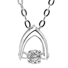 De Buman 18k White Gold 1/20ct 'Dancing' Diamond Protruding Pendant Necklace,18"