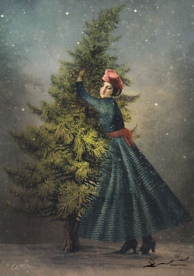 Catrin Welz-Stein Grußkarte ''Der  Tannenbaum'' Nostalgie Weihnachten X-MAS