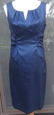 NEW ADRIANNA PAPELL Size 10 Split Neck iridescent Dress, flattering, navy blue