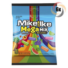 6x Bags Mike and Ike Mega Mix 10 Assorted Fruit Flavors Chewy Candy 5oz