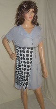 L33 dress gray drawstring black dots SZ M new