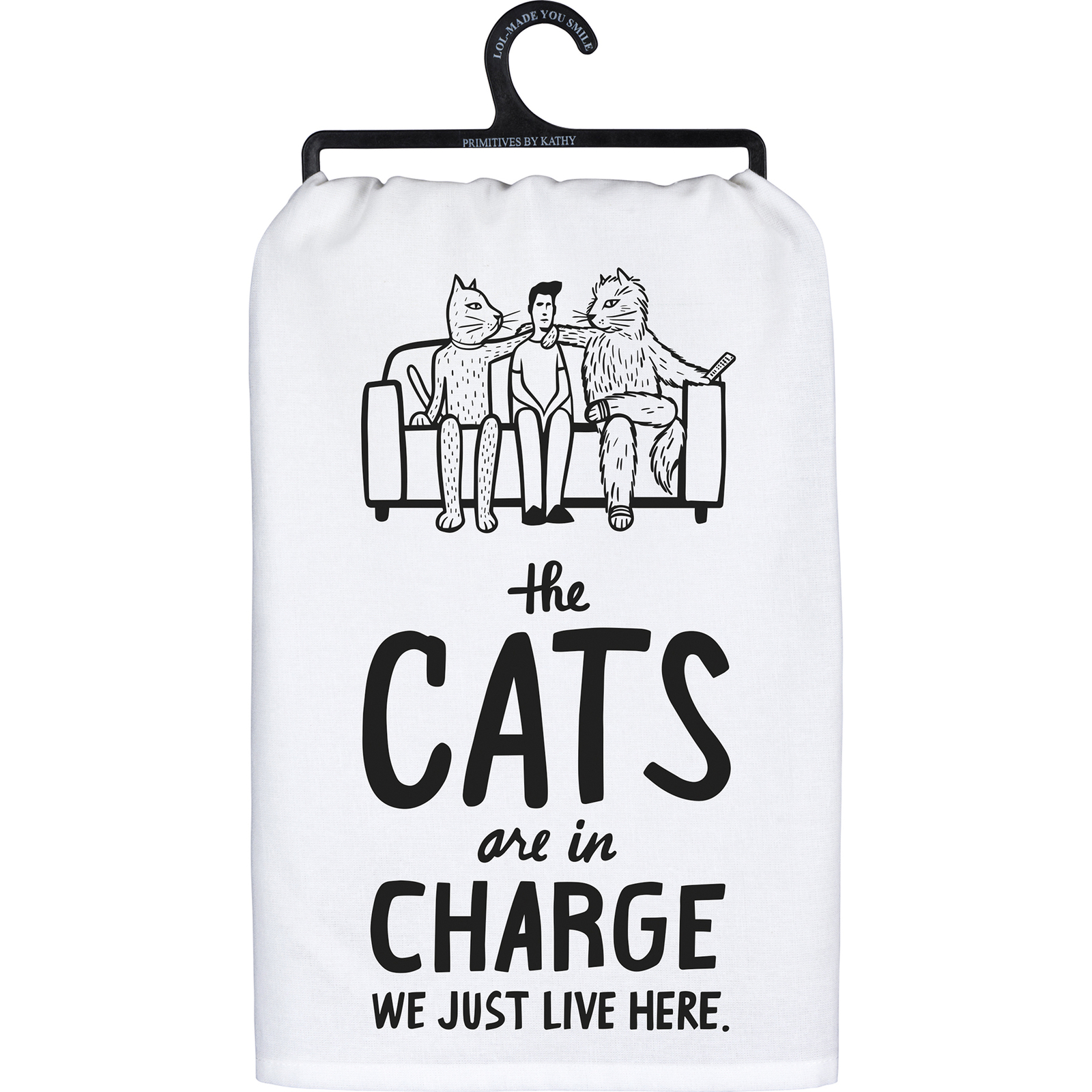 Primitves От Kathy Dish Towel, 28 лет, Кошки здесь главные, Мы просто живем Здесь