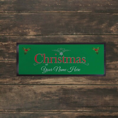 PERSONALISED CHRISTMAS GREEN BAR RUNNER IDEAL FOR HOME COCKTAIL PARTY OCCASION
