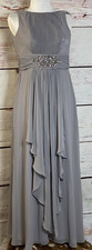 Eliza J Dress 2 Rhinestone Embellished Formal Chiffon Gown Maxi Silver Party