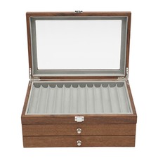 Walnut Wood Pen Display Box Triple Layer Fountain Pen Storage Collection Gifts