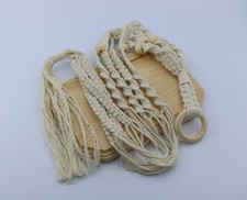 Plant Hanger Macrame, Plant Holder natural pine wood base