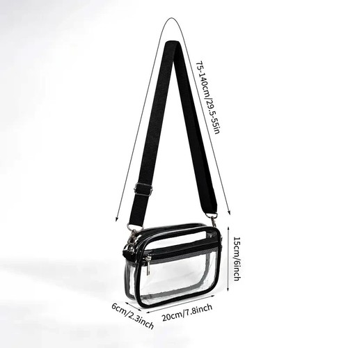 Clear Crossbody Purse Hand Bag-Stadium Approved Concerts-Quilted Trim Adj. Strap - Picture 16 of 16