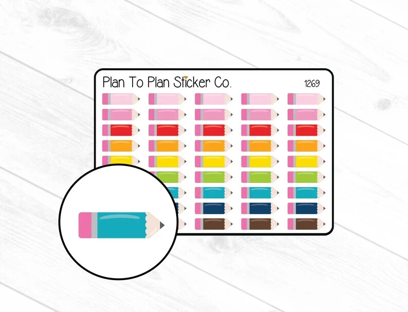 1269~~Colorful Pencils Planner Stickers.-image