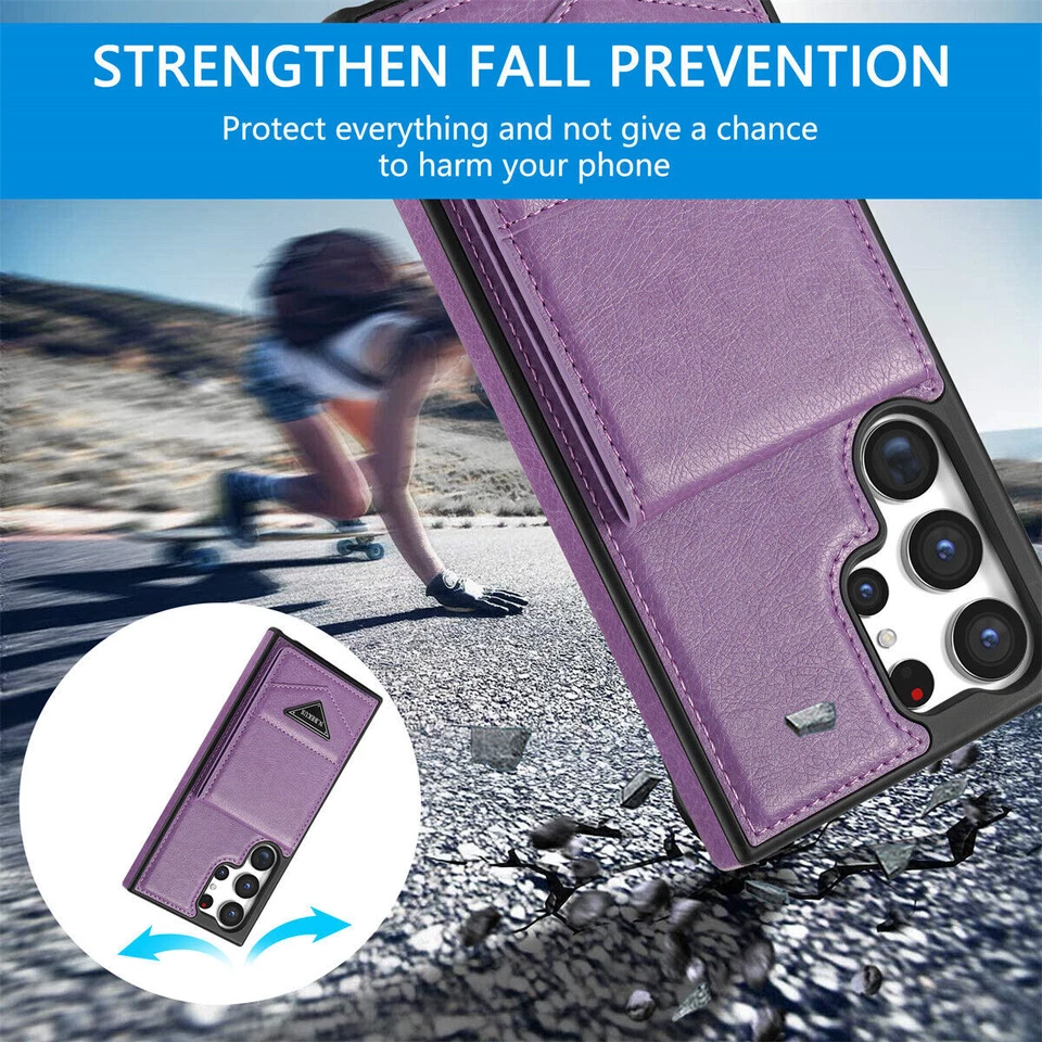 Leather Wallet Card Stand Cover Case For Samsung S24 Ultra S23 Plus S22 S21 FE - Image 4 of 4